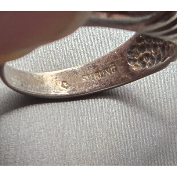 VTG Sterling Silver Woven Ribbed Dome Shrimp Ring Size 7.5 Textured 5.71g Signed - Picture 5 of 11